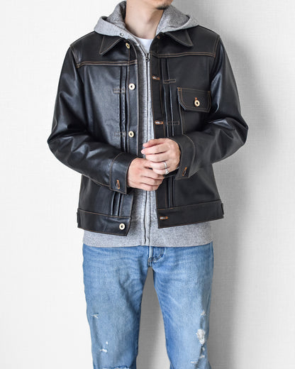 【CWY-1167/1168】DENIM-STYLE TRACKER JACKET｜Gジャンタイプトラッカージャケット(カウハイド)