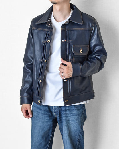 【CWY-1167/1168】DENIM-STYLE TRACKER JACKET｜Gジャンタイプトラッカージャケット(カウハイド)